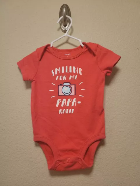 Carter's Baby Girl "Smiling For My Papa-razzi" Bodysuit 6 Months Pink Short
