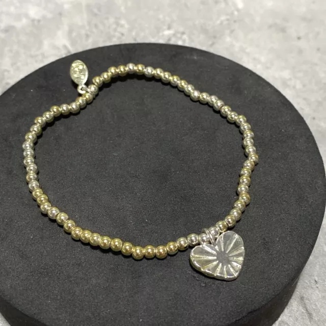 JOMA Jewellery Heart Charm Beaded Bracelet Gold/Silver Tone Kitsch Stack Pretty
