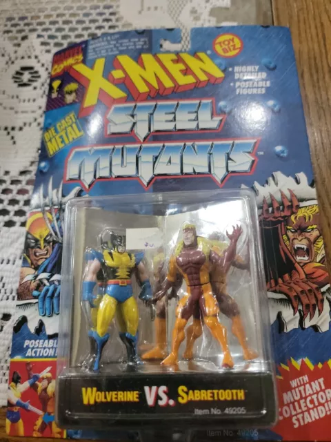 X-Men Steel Mutants Wolverine vs Sabretooth Die Cast Figures Sealed on Card 1994