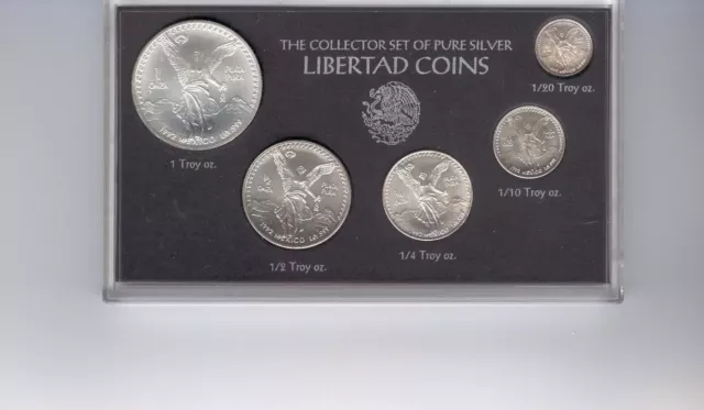 Banco De Mexico Coin Set 1992 Libertad Proof Argento Silver Uncirculated