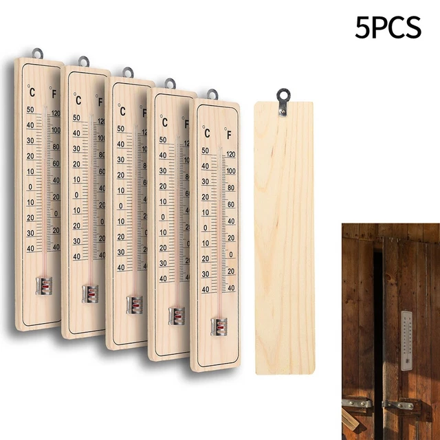 Termometro da parete legno vetro legno + vetro 22 cm x 5 cm termometro da esterno