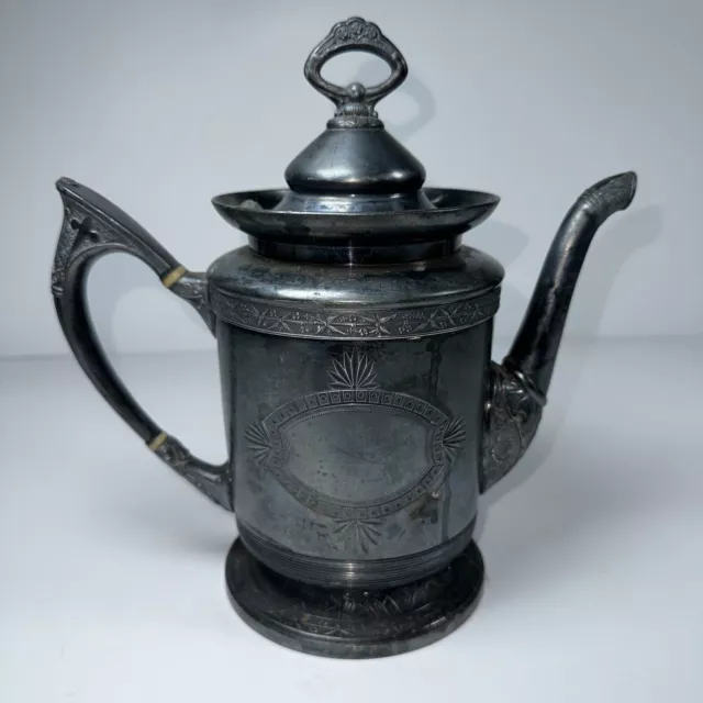 Antique Victorian Derby Silver Co. Tea Pot Quadruple Plate -  1603  6