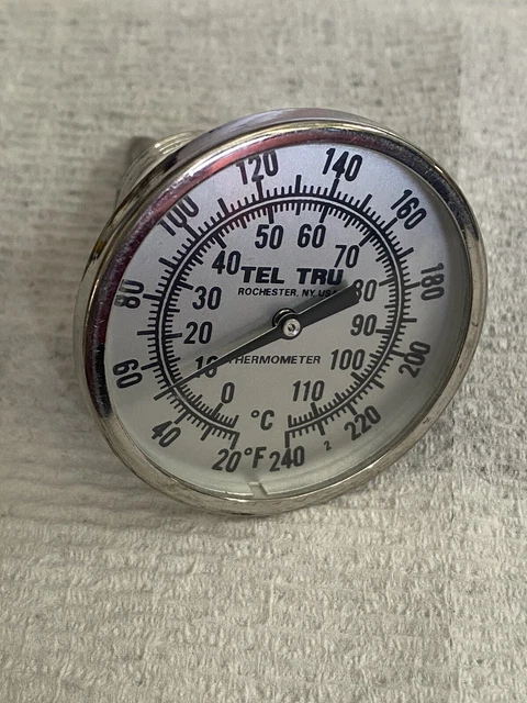 tel tru back connect thermometer 2" face, 2" stem, stainless steel 