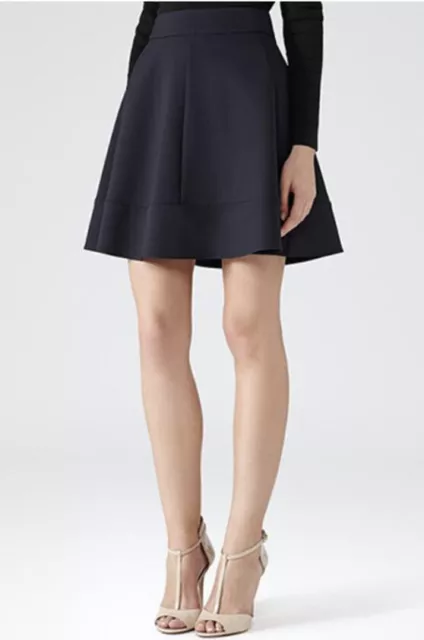 $235 REISS  Sz 4 Cecily Panel Fit & Flare Skirt RARE NEW Pockets Navy Blue 2