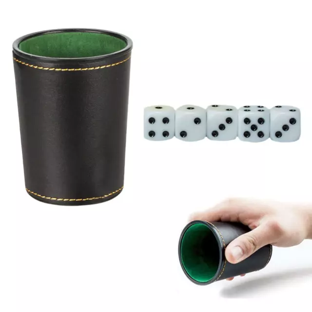 Gobelet à dés en cuir PU, jeu de dés empilable avec tasse à dés shaker dés