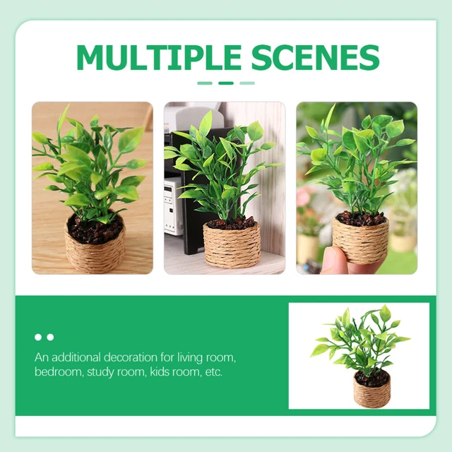 2 Pcs Role Pretend Playset Toy Dollhouse Potted Plants Mini Orange Tree