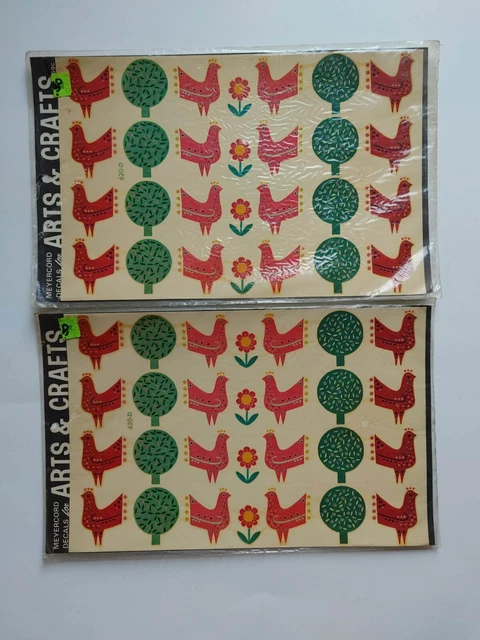 Calcomanías de Colección Meyercord Pájaros Flores Árbol Rústico 620-D Nuevo en Paquete Sellado Lote de 2 EE. UU.