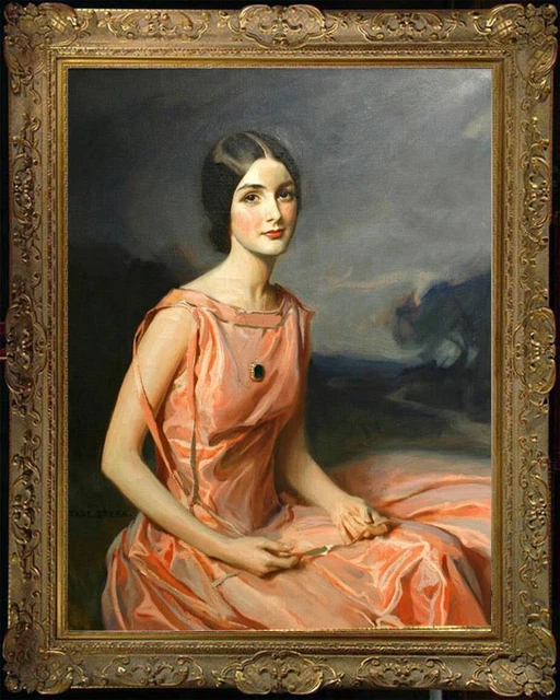 Old Master-Art Antique Oil Painting Portrait lady girl on canvas 24"x36"