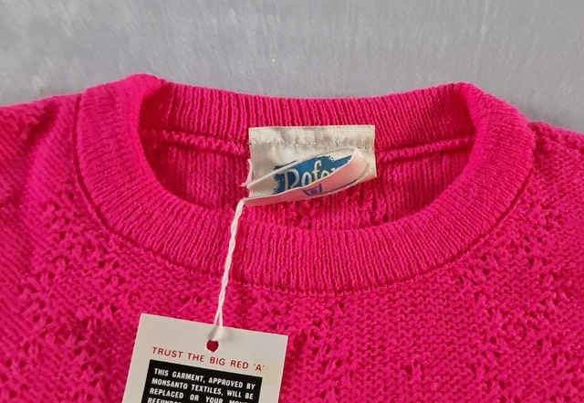 Vintage Girls Jumper -8-9 yrs- Pink Acrylic Deadstock Made England 60s/70s KA60