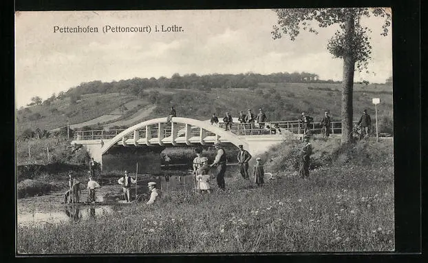 CPA Pettenhofen, vue générale avec pont 1917
