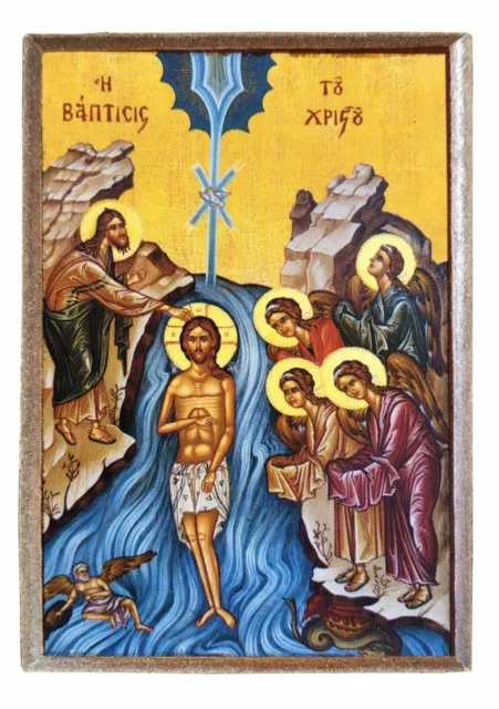 BAPTISM OF CHRIST-Greek Byzantine Orthodox Icon