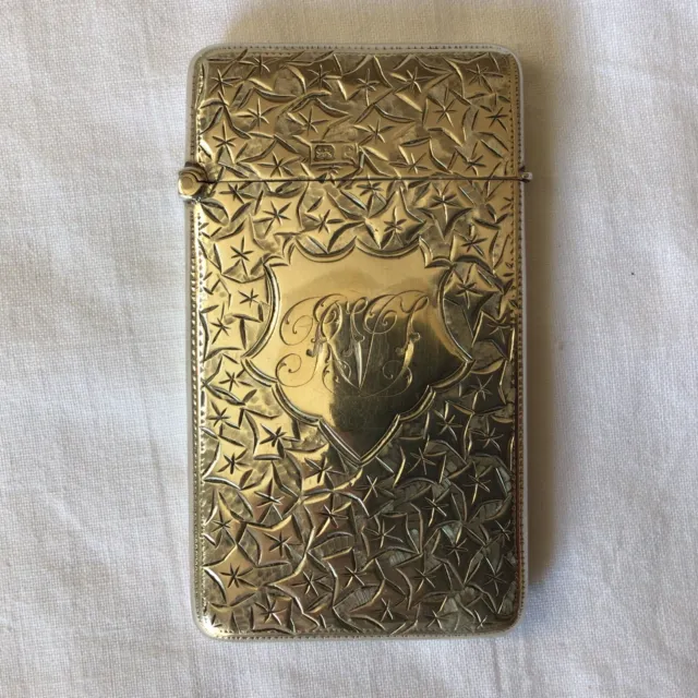 1904 Solid Silver Calling Card Case,  Chased Foliate Design By John Clifford