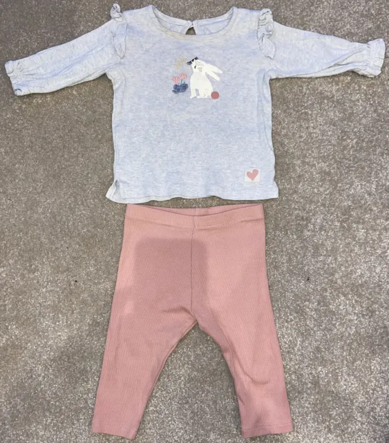 Babies M&S Set di due pezzi bambina 3-6 mesi prezzo disponibile £20 coniglietto - pantaloni a maniche corte