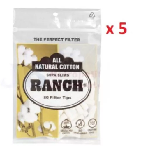 400 Ranch Supa Slims All Natural Cotton 80 Filter Tips