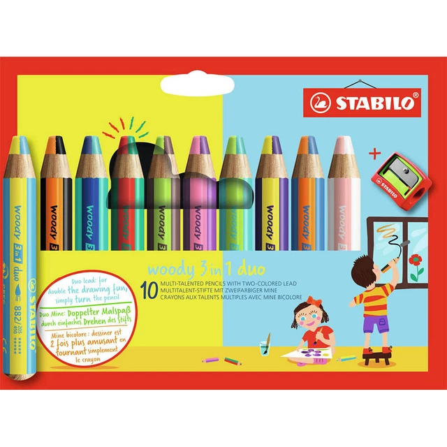 10 STABILO woody 3 in 1 Malset farbsortiert