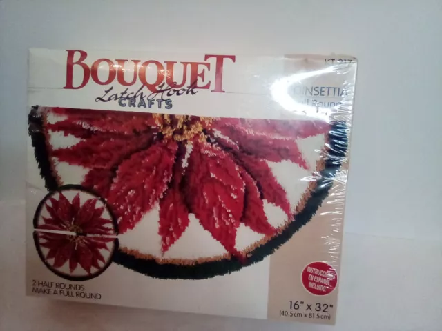 Bouquet Latch Hook Crafts KY 217  Poinsettia Half Rounds 16"x32" New