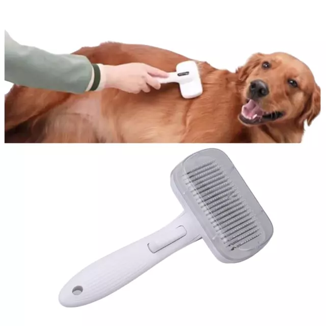 Self Cleaning Dog Cat Slicker Brush Grooming Undercoat Comb Shedding Hair wCover