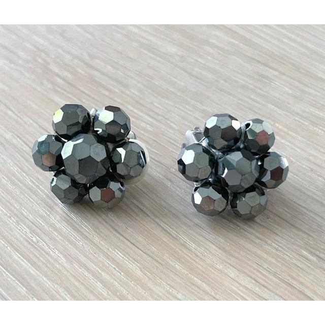 Boucles D'oreilles Clips Anciennes - Cristal Bleu Sur Métal Argenté - Occasion Bel état - Réf S150