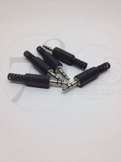 5X Conector Jack Volante 3,5MM Estéreo Para 3 Poli Con Primavera Guía de Cable