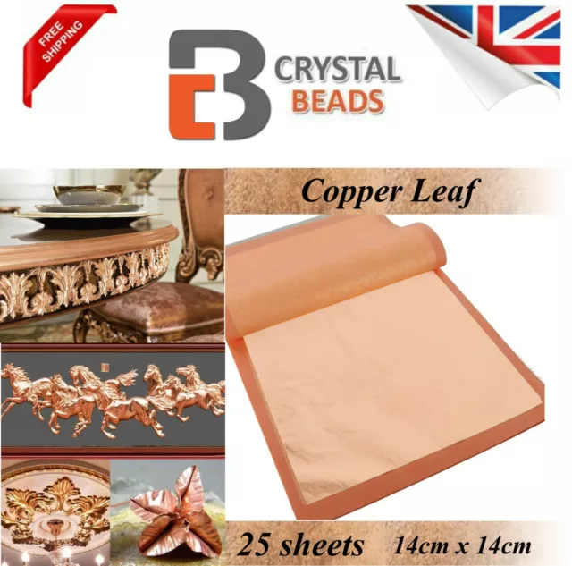 Large Copper Leaf 100% Genuine 25 Sheets Arts & Crafts 14cm x 14cm