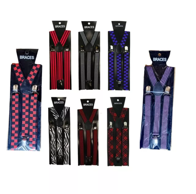 Unisex Adjustable Womens Mens Trouser Elastic Y-Back Suspenders Clip-On Braces