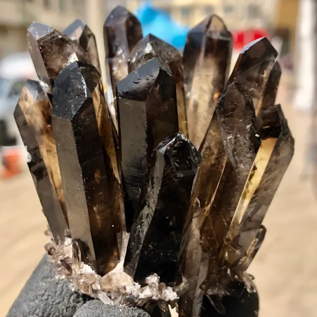 218g  New Find Black Phantom Quartz Crystal Cluster Mineral Specimen Healing