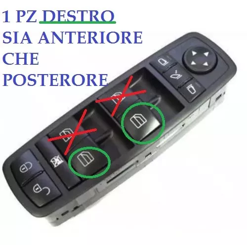 Pulsante Interruttore Alzacristalli Mercedes Classe A B Ml Destro Pulsantiera