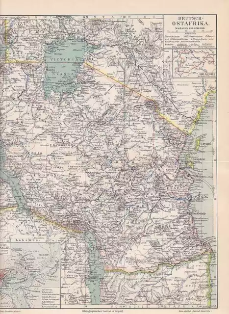 Deutsch-Ostafrika DOA Dar-es-Salaam LANDKARTE von 1905 Ugogo Hundi Ukongo
