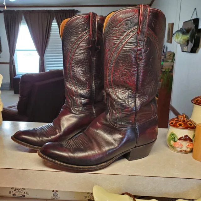 Lucchese Mens Goat Gavin Cowboy Boots Size 12D Black Cherry Price is FIRM