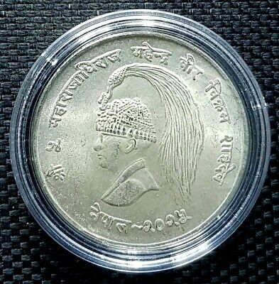RARE 1968 NEPAL 10 Rupee Silver Coin, KM#794,Ø31mm,UNC(+FREE1 coin)#13437
