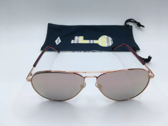 Fossil FOS3102/G/S Women's Red Gold Frame Rose Gold Mirror Lens Aviator Sunglass