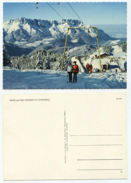 26267 - Skilift auf dem Roßfeld mit Untersberg - alte Ansichtskarte