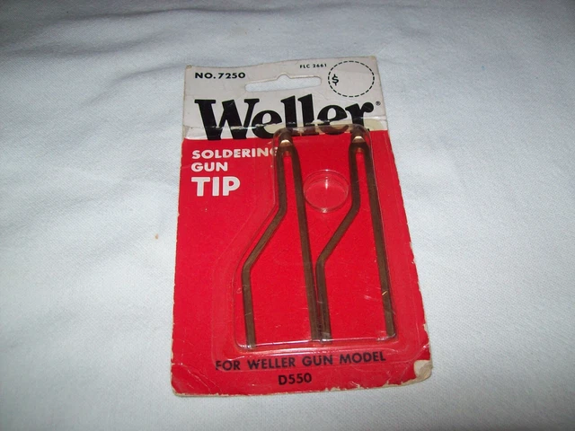 Vintage WELLER Soldering Gun Tips 2 Pack No. 7250 NOS NOC New USA for D550