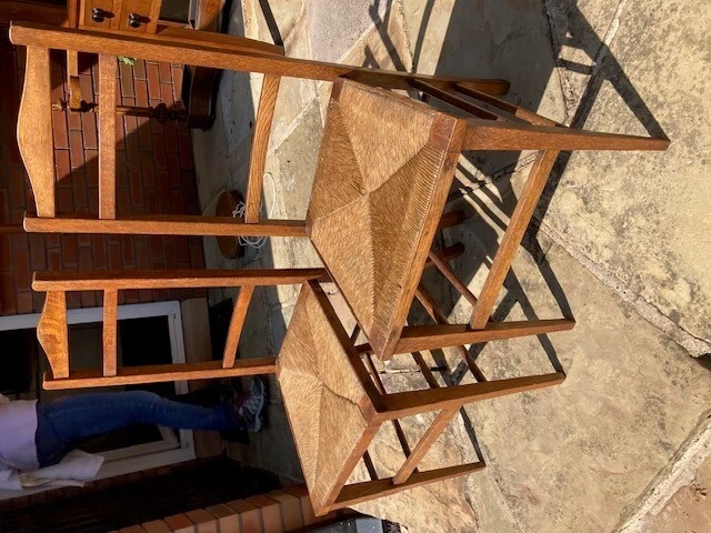 Pair Antique Oak Occasional Chairs