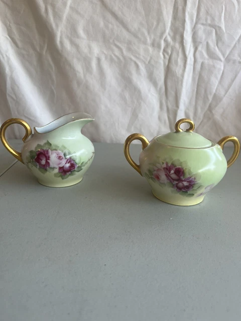 CT Altwasser Silesia Hand Painted Pink Floral Cream And Sugar Containers