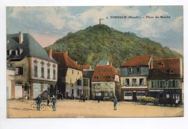 FORBACH Moselle CPA 57 commerces place du marché carte couleur