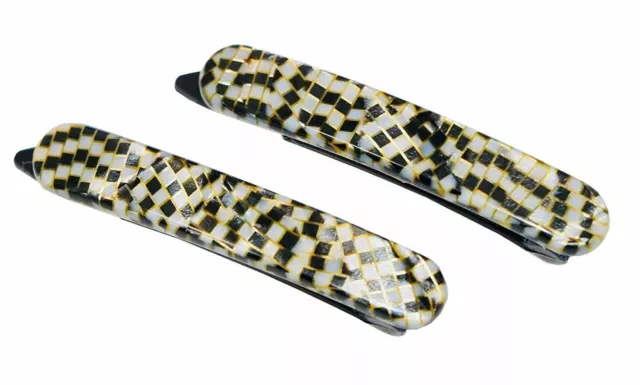 French Amie Mini Opera Set of 2 Celluloid Handmade No Metal Hair Clip Barrettes