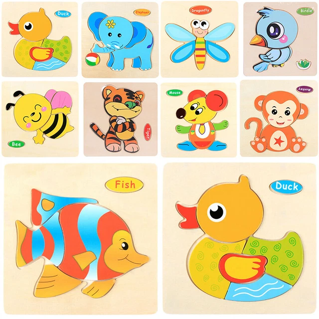 Learning Educational Baby Jigsaw Toy Puzzle Funny Toys Kids Wood Animal  Wooden