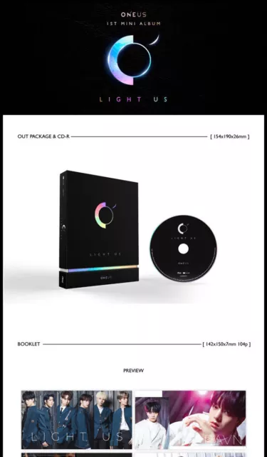 ONEUS [LIGHT US] 1st Mini Album CD+Foto Buch+Foto Karte+Message+Sticker SEALED 2