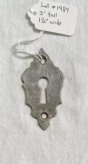 1489–Antique Large Vintage Nickel Chrome Plated Brass Key Hole  Cover Escutcheon