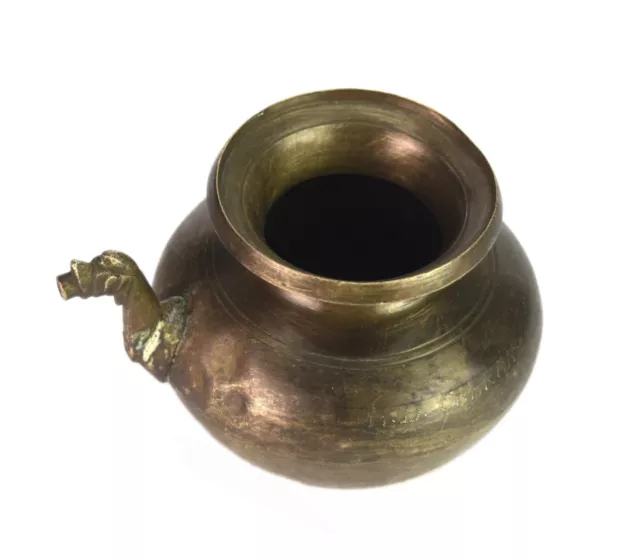 Old Handcrafted Animal Figurative Spout Brass Rounded Shape Water Vessel G56-187 2
