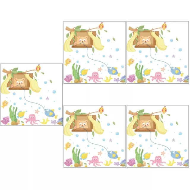 Confezione da 5 adesivi da parete pesca gattino adesivi bambini cartone animato 3