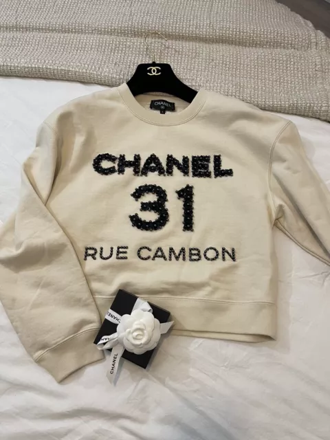 NWT CHANEL 20P Rue Cambon CC LOGO EMBELLISHED PULLOVER SWEATER - SMALL  $4,200.00 - PicClick