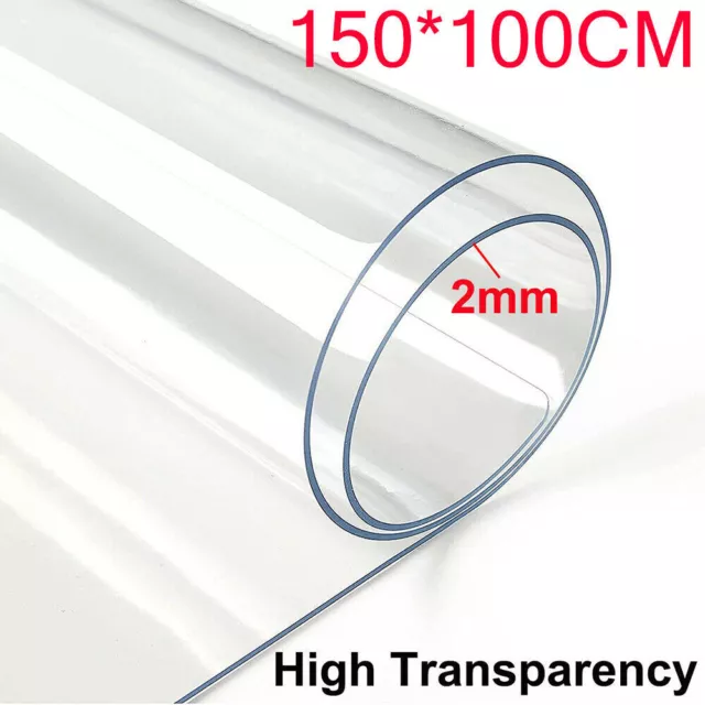 100*150cm 2mm Thick Clear Transparent Vinyl PVC Tablecloth Table Protector Cover