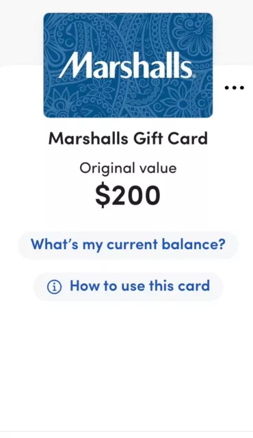 Marshalls E-Gift Card - $200