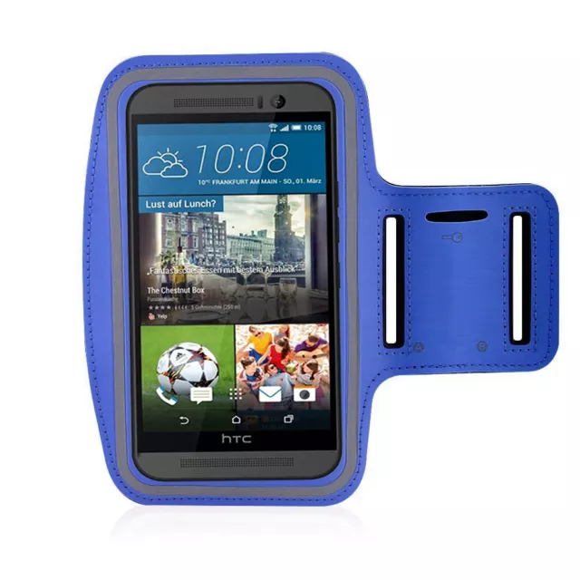 HTC One M9 Dark Blue Sports Fitness Running Armband Tie Adjustable