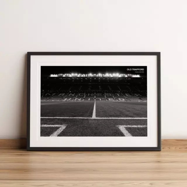 Old Trafford Stadium Manchester United, black & white art print