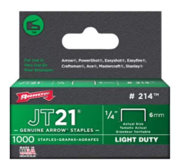 1000 Arrow JT21 T27 staples 1/4in 6mm,  5/16" 8mm or 10mm 3/8"