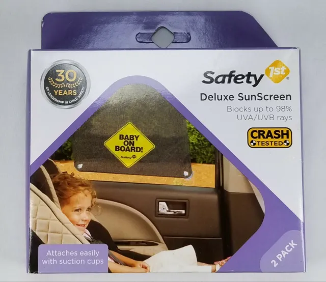 SAFETY 1st "Baby On Board" Deluxe Sunscreen. Kit: Cabinet Latches, Socket Plugs 3