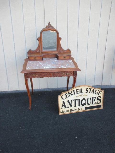 63932 French Hand Carved Vanity Desk w/ Mirror